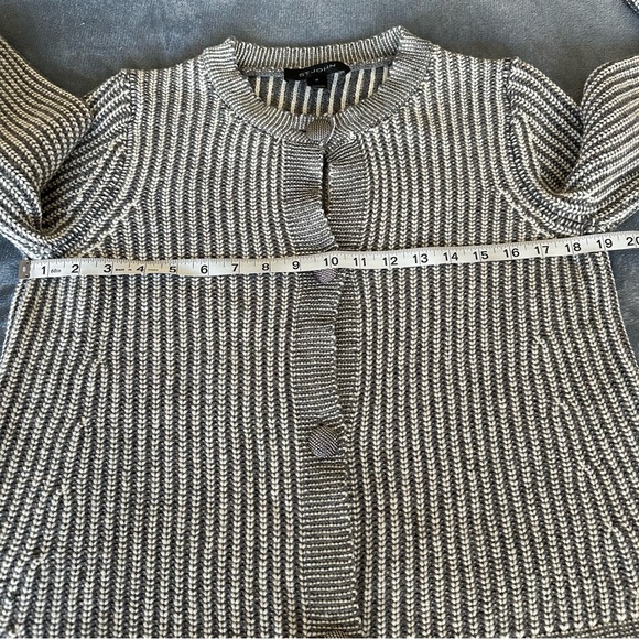 St. John Gray Wool Blend Striped Knit Button Up Cardigan Size M - Picture 16 of 16
